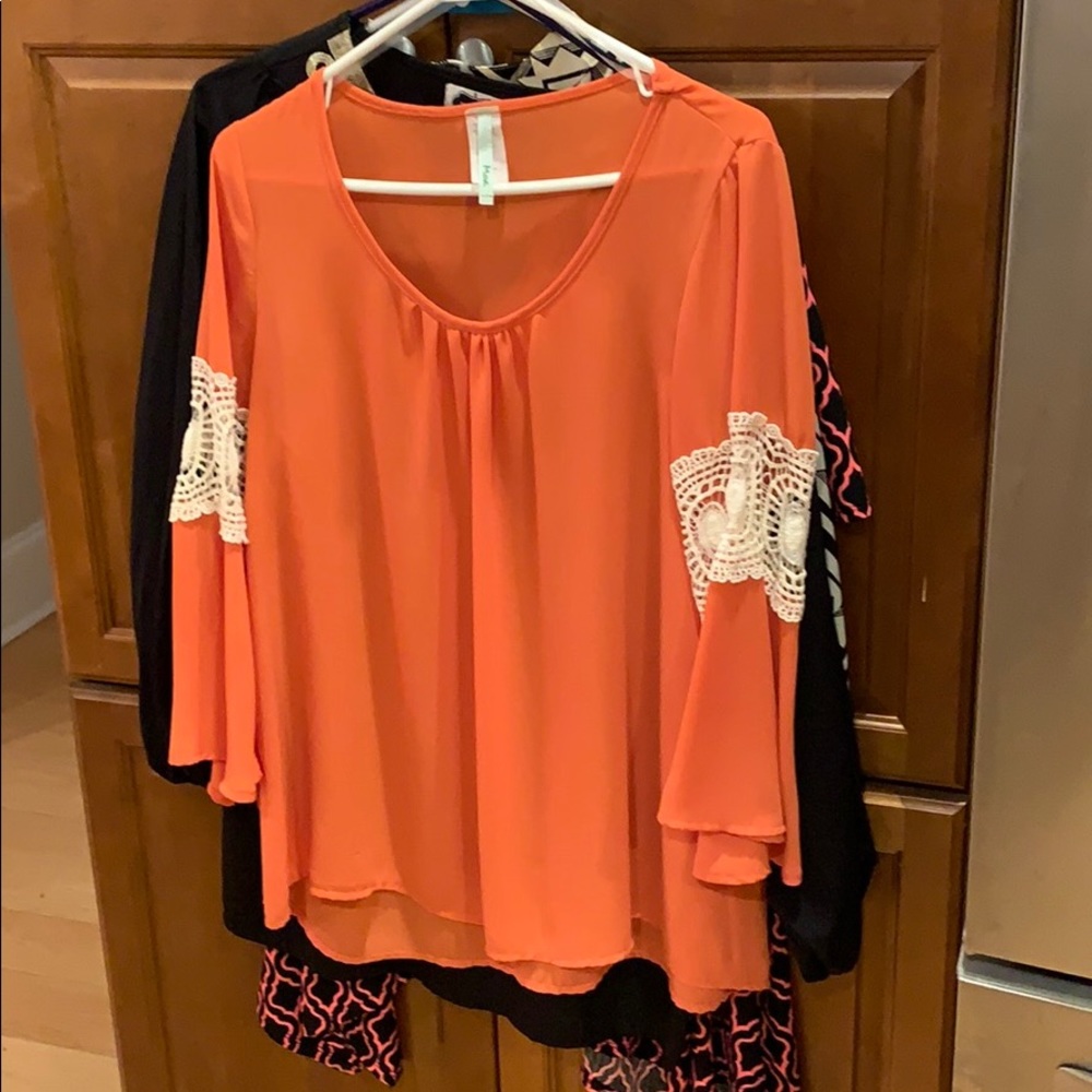 Orange and cream clown blouse